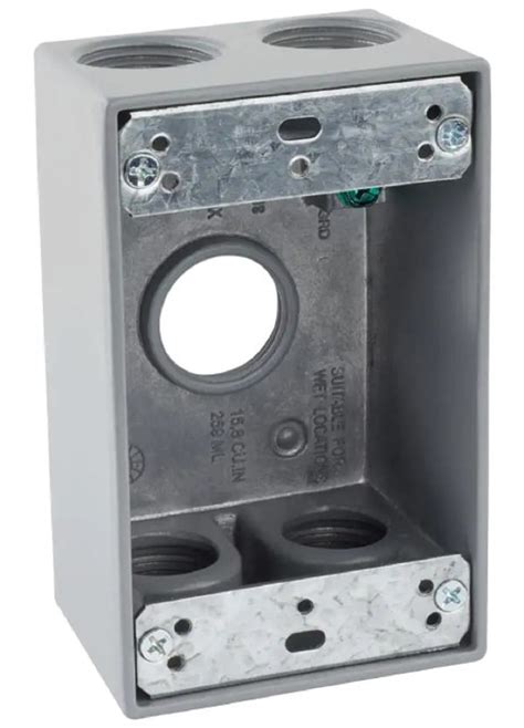 commercial electric 3/4 in. gray 1-gang 5-holes weatherproof box|Boxes .